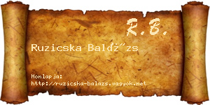 Ruzicska Balázs névjegykártya